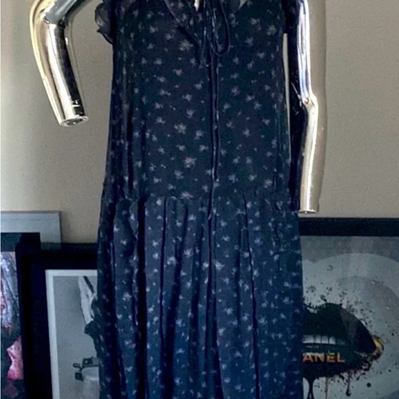 Coach Rose Print Sheer Pleated Dress - Picture 4 of 7